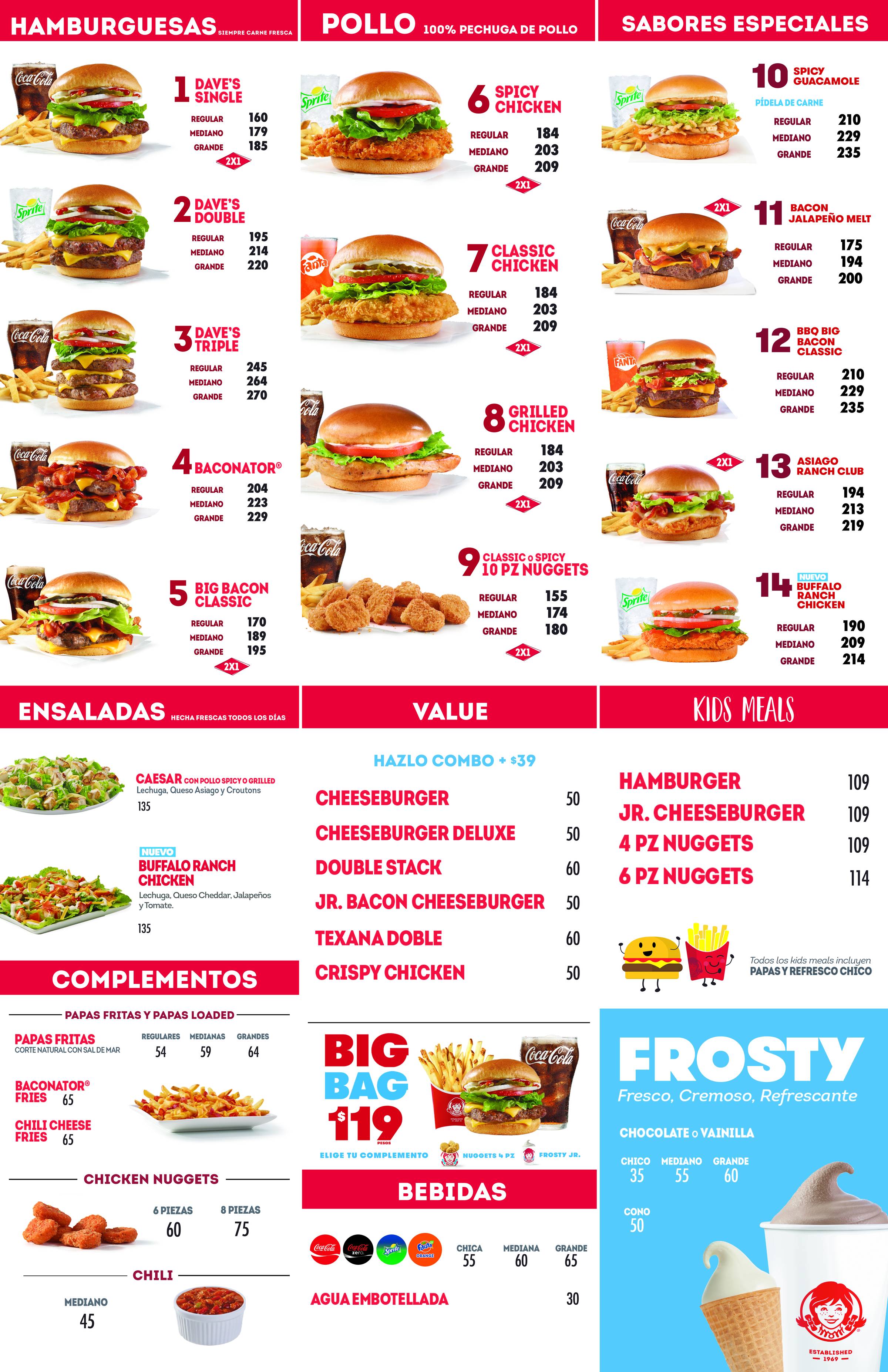 Menú Wendy’s